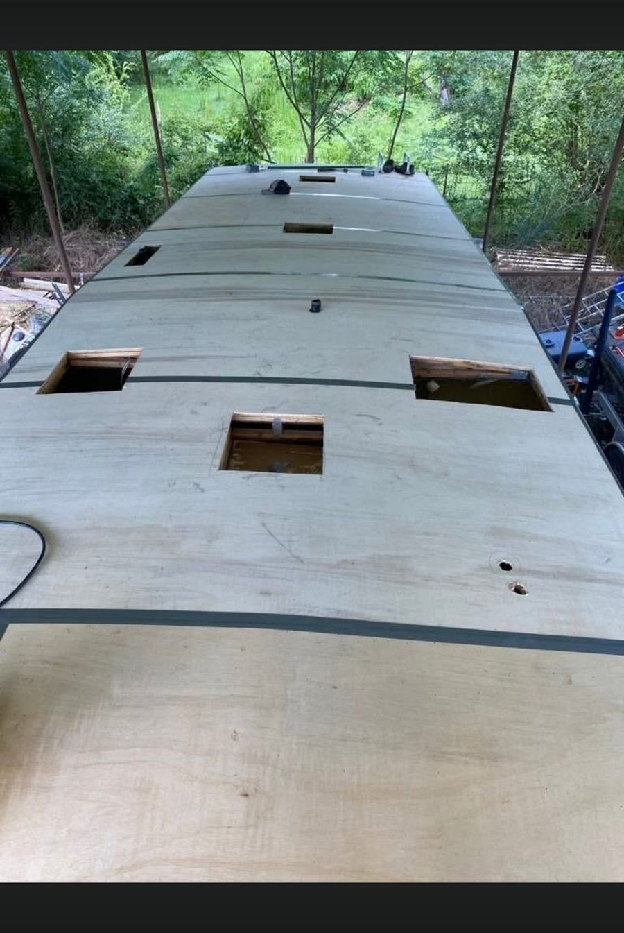 New roof decking installed on the RV